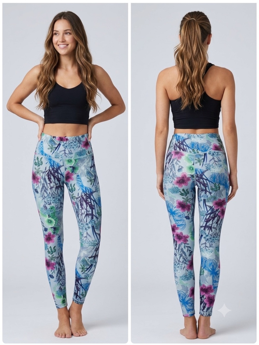 Playground Miami Beach High Rise Floral Butterfly Leggings Size Small